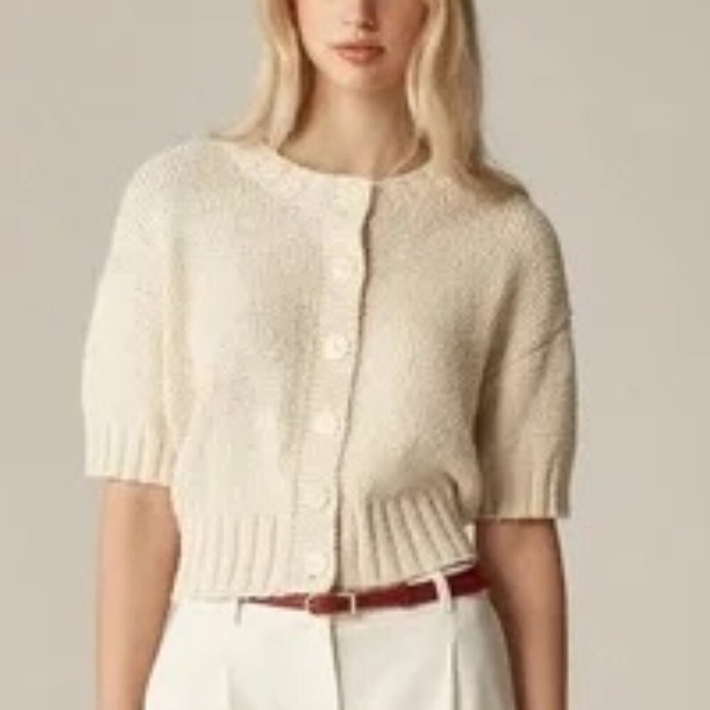 J. Crew Marina Cardigan in Warm Sesame